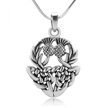 SUVANI Sterling Silver Beautiful Scottish Thistly Cirsium Flower Scotland National Symbol Necklace 18"