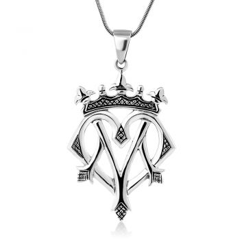 SUVANI 925 Oxidized Sterling Silver Celtic Heart Luckenbooth Scottish Love Pendant Necklace, 18 inches