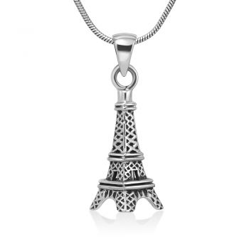SUVANI 925 Sterling Silver 3-D Paris Eifel Tower Landmark Pendant Necklace, 18 inches - Nickel Free