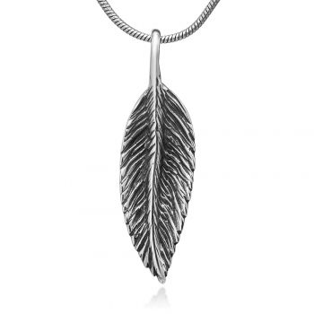 SUVANI 925 Oxidized Sterling Silver Vintage Angel Bird Feather Pendant Necklace 18 inches