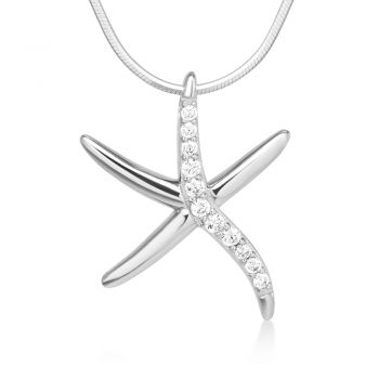 SUVANI 925 Sterling Silver Cubic Zirconia CZ Starfish Pendant Necklace, 18 inches - Nickel Free