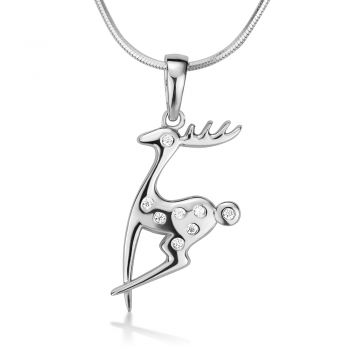 SUVANI Sterling Silver Cubic Zirconia CZ Deer Pendant Necklace, 18 inches - Nickel Free
