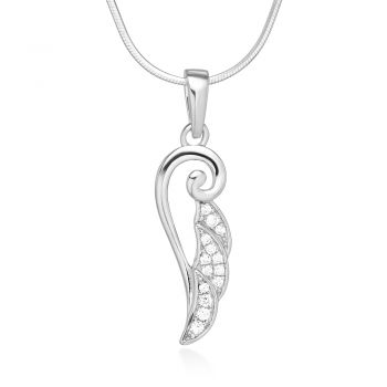 SUVANI 925 Sterling Silver Cubic Zirconia CZ Angel Wings Pendant Necklace, 18 inches
