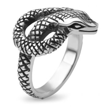 925 Oxidized Sterling Silver King Cobra Coil Snake Band Ring Men Women Unisex Size 6, 7, 8