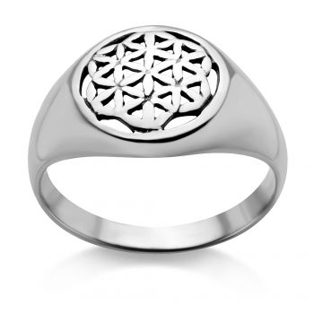 925 Sterling Silver Open Filigree Flower of Life Symbol Round Mandala Band Ring - Nickel Free