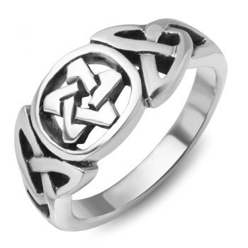 925Sterling Silver Celtic Knot Star Pentacle Pentagram Band Ring Jewelry Size 6, 7, 8