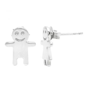 925 Sterling Silver Tiny Little Boy and Girl Cute Couple Post Stud Earrings 8 mm