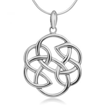SUVANI Sterling Silver Open Celtic Knot Infinity Endless Love Round Shaped Pendant Necklace 18"