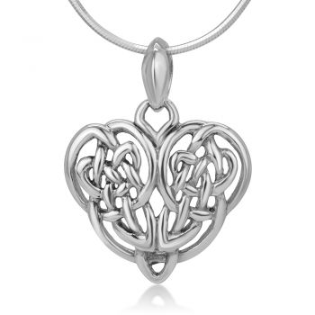 925 Sterling Silver Open Celtic Knot Infinity Endless Love Heart Shaped Pendant Necklace 18"