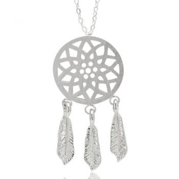 Dream Catcher Dreamcatcher Dangling Feather Charms Filigree Pendant Necklace 18 inches