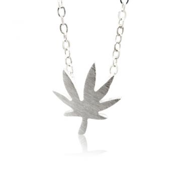 Cannabis Marijuana Weed Pot leaf Sandbrushed Pendant Necklace 18.5 inches