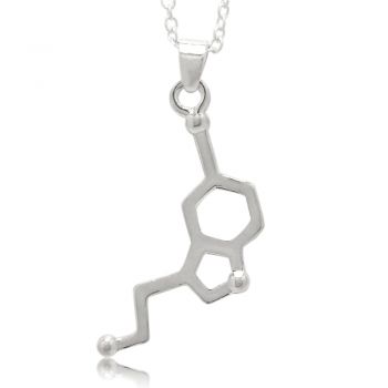 Happiness Serotonin Molecule Chemistry Pendant Necklace Science DNA Adjustable Link Chain 18" - 20"