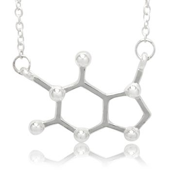 Caffeine Molecule Simple Chemistry Pendant Necklace Science DNA Adjustable Link Chain 19" - 21"