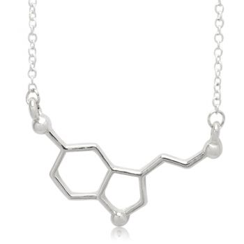 Happiness Serotonin Molecule Chemistry Pendant Necklace Science DNA Adjustable Link Chain 19" - 21"