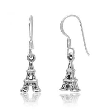 SUVANI 925 Sterling Silver 3D Paris Eifel Tower Dangle Hook Earrings