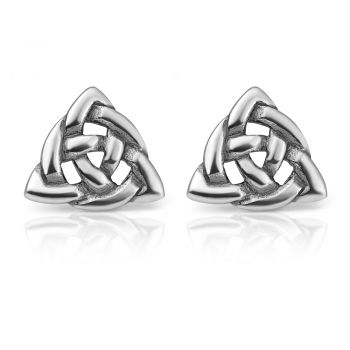 SUVANI 925 Sterling Silver Tiny Open Celtic Trinity Triangle Triquetra Knot Post Stud Earrings 9 x 10 mm