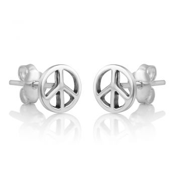 SUVANI 925 Sterling Silver Tiny Classic Peace Sign Open Round Unisex Post Stud Earrings 7 mm
