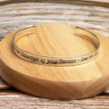 SUVANI Sterling Silver "Go Confidently in The Direction OF your Dreams" Inspiration Cuff Bracelet 7"