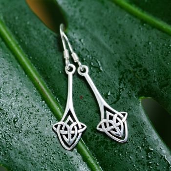 SUVANI 925 Sterling Silver Long Drop Trinity Celtic Knot Symbol Irish Jewelry Dangle Earrings 1.45 inches