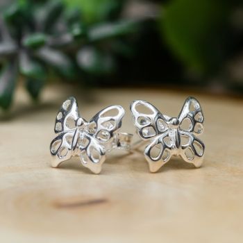 925 Sterling Silver Little Butterfly 11 mm Post Stud Earrings