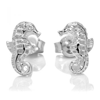 925 Sterling Silver Tiny Seahorse 10 mm Post Stud Earrings