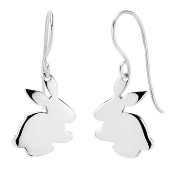 925 Sterling Silver Bunny Rabbit Dangle Hook Earrings