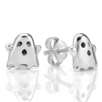 925 Sterling Silver Tiny Boo Ghost 9 mm Post Stud Earrings