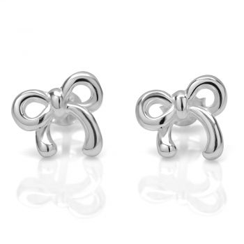 925 Sterling Silver Cute Tiny Ribbon Bow 11 mm Post Stud Earrings