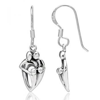 925 Sterling Silver Family Hug Parents and Children Dangle Hook Earrings