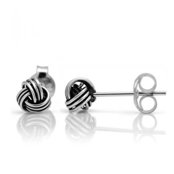 925 Oxidized Sterling Silver Tiny Love Knot 5 mm Post Stud Earrings