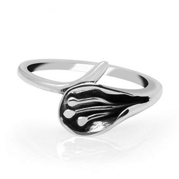 925 Oxidized Sterling Silver 3D Beautiful Calla Lily Flower Wrap Band Ring Women Jewelry Size 6, 7, 8